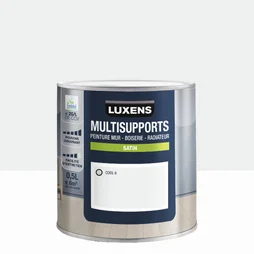 Peinture satiné mur, boiserie et radiateur, LUXENS Cool 6, blanc, 0.5 litre