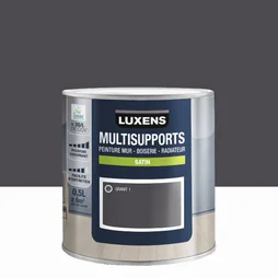 Peinture satiné mur, boiserie et radiateur, LUXENS Granit 1, gris, 0.5 litre