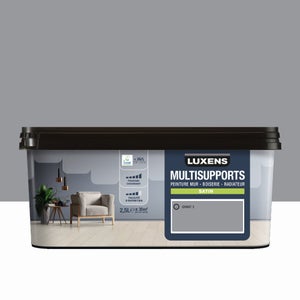 Peinture satiné mur, boiserie et radiateur, LUXENS Granit 3, gris, 2.5 litres