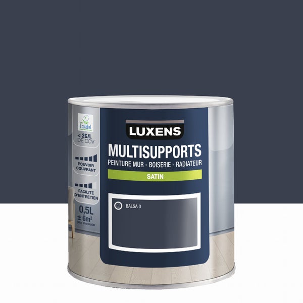 Peinture satiné mur, boiserie et radiateur, LUXENS Balsa 0, bleu, 0.5 litre
