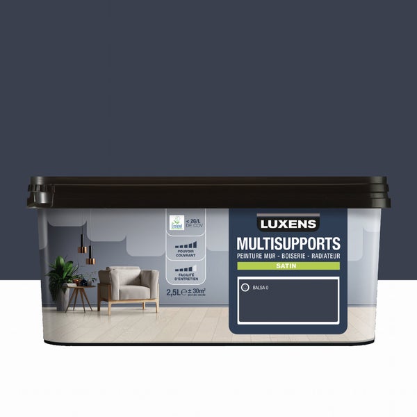 Peinture satiné mur, boiserie et radiateur, LUXENS Balsa 0, bleu, 2.5 litres