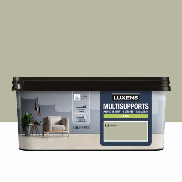 Peinture satiné mur, boiserie et radiateur, LUXENS Pampa 5, 2.5 litres