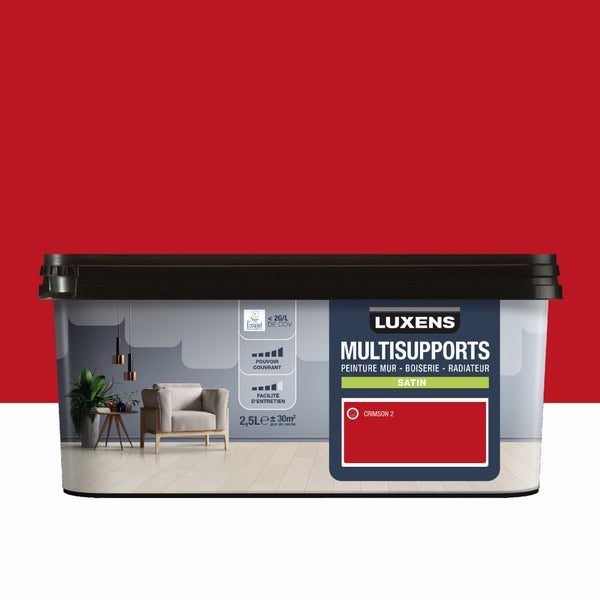 Peinture mur/boiserie/radiateur satin, LUXENS, crimson 2, 2.5 litres