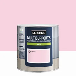 Peinture satiné mur, boiserie et radiateur, LUXENS Candy 6, rose, 0.5 litre