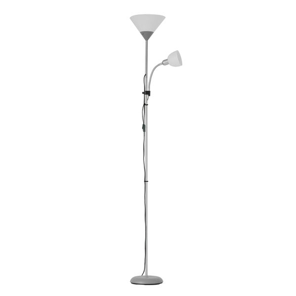 Lampadaire liseuse, E27, H.177 cm, Basic, gris