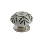 Bouton de meuble rond Fleur, céramique vert satiné, Diam.40 mm