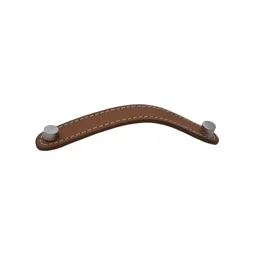 Poignée de meuble Cuir, cuir marron mat, entraxe 96 mm