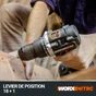 Perceuse sans fil WORX 20 V, sans batterie - brushless