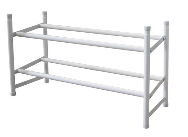 Range-chaussures extensible à poser blanc, 12 paires maximum H.35 x l.62 cm