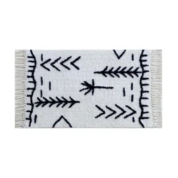 Tapis de bain l.50 x L.80 cm blanc/noir, Beni AZAO