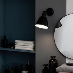 Applique salle de bain Gerli E27 IP44, métal noir, INSPIRE