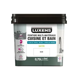 Peinture carrelage, meuble, crédence blanc satin LUXENS Cuisine et bain 0.75l