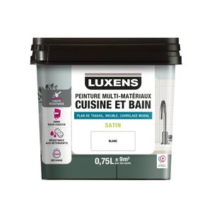Peinture carrelage, meuble, crédence blanc satin LUXENS Cuisine et bain 0.75l