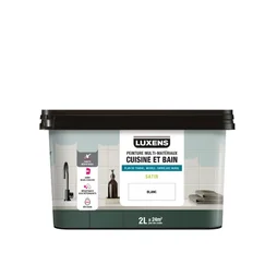 Peinture carrelage, meuble, crédence blanc satin LUXENS Cuisine et bain 2l