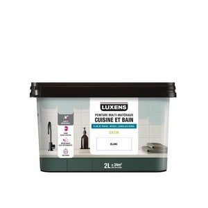 Peinture carrelage, meuble, crédence blanc satin LUXENS Cuisine et bain 2l