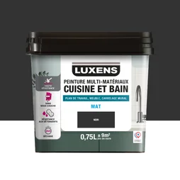 Peinture carrelage, meuble, crédence noir mat LUXENS Cuisine et bain 0.75l