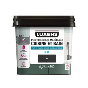 Peinture carrelage, meuble, crédence noir mat LUXENS Cuisine et bain 0.75l