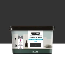 Peinture carrelage, meuble, crédence noir mat LUXENS Cuisine et bain 2l