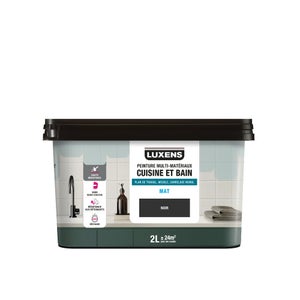 Peinture carrelage, meuble, crédence noir mat LUXENS Cuisine et bain 2l