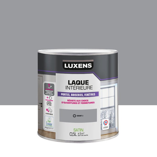 Peinture boiserie, gris granit 3 satin, LUXENS, Laque, 0.5l