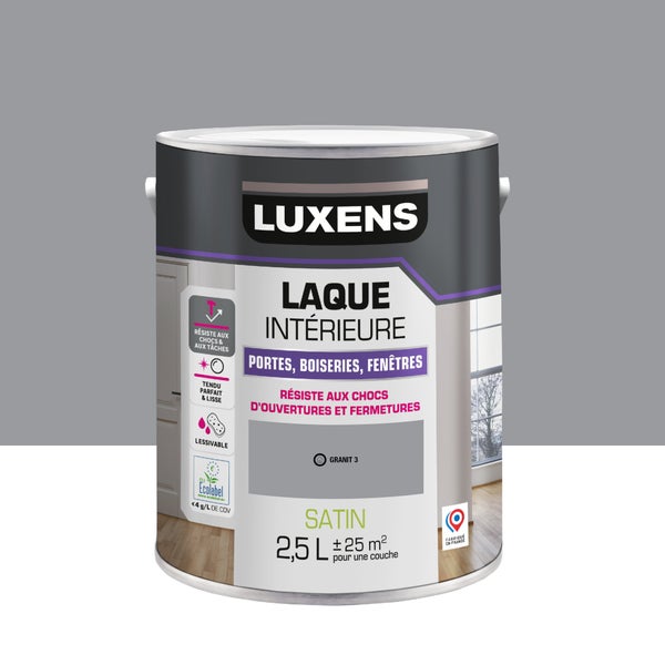 Peinture boiserie, gris granit 3 satin, LUXENS, Laque, 2.5l