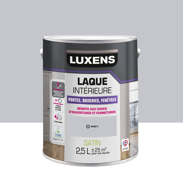 Peinture boiserie, gris granit 5 satin, LUXENS, Laque, 2.5l