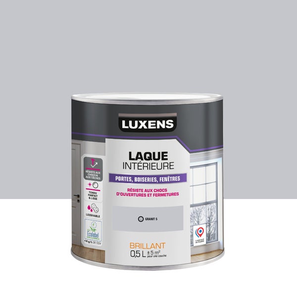 Peinture boiserie, gris granit 5 brillant, LUXENS, Laque, 0.5l