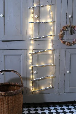 Echelle déco en bois led, blanc