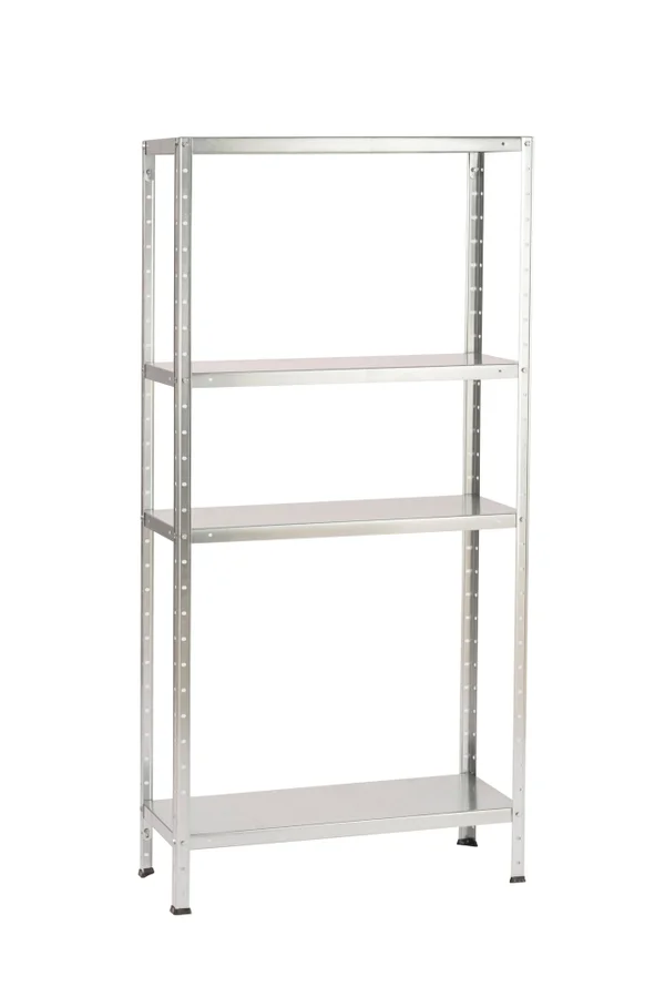 Etagère acier galvanisé, 4 tablettes l.72.5xH.145xP.30