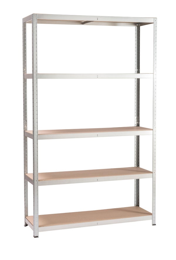 Etagère métal  bois l120 x H196 x P40cm 5 tablettes SPACEO gris