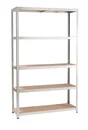 Etagère métal  bois l120 x H196 x P40cm 5 tablettes SPACEO gris