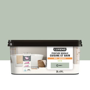 Peinture murale cuisine et bain, LUXENS, sage 5, 2 litres