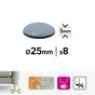 Lot de 8 patins gliss+adhésif STANDERS  gris 25mm