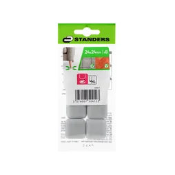 Lot de 8 patins gliss+adhésif STANDERS  gris 24x24mm