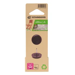 Lot de 4 patins plastique  à clou  marron 22mm