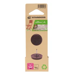 Lot de 4 patins plastique  à clou  marron 25mm