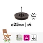 Lot de 4 patins plastique  à clou  marron 25mm
