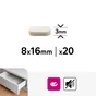 Lot de 20 mousses amortisseur adhésif blanc 8x16mm