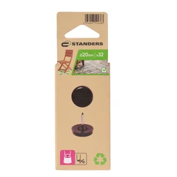 Lot 32 patins+clou plastique marron 20mm