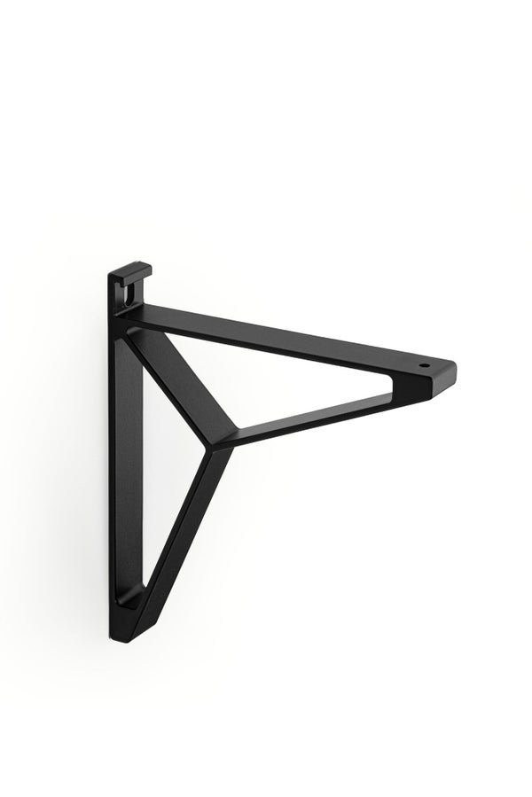 Lot de 2 équerres de fixation murale aluminium mat noir, P.16 cm