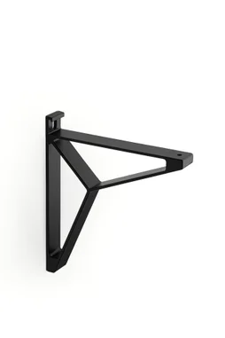 Lot de 2 équerres de fixation murale aluminium mat noir, P.16 cm