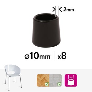 Lot de 8 embouts enveloppant plastique STANDERS noir 10mm