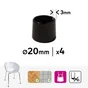Lot de 4 embouts enveloppant plastique  STANDERS noir 20mm