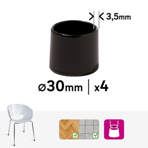 Lot de 4 embouts enveloppant plastique  STANDERS noir 30mm