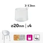 Lot de 4 embouts enveloppant transparent 20mm