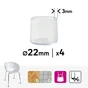 Lot de 4 embouts enveloppant transparent 22mm