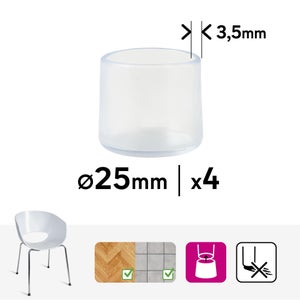 Lot de 4 embouts en pvc STANDERS transparent diam. 25 mm