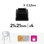 Lot de 4 embouts plastique STANDERS noir 22x22mm