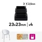 Lot de 4 embouts plastique STANDERS noir 25x25mm