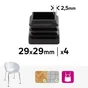 Lot de 4 embouts plastique STANDERS noir diam.30mm